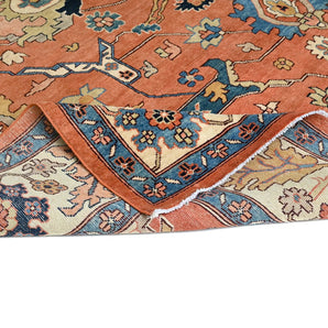 Orientmattor Handknuten Matta Serapi Oriental, classic carpet, 348x274 cm, detailed pattern in rich warm tones.