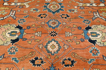 Orientmattor handknuten Serapi Oriental rug, classic carpet in 348x274 cm, detailed traditional design in natural fibers.