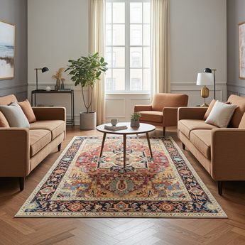 Orientmattor classic Handknuten Matta Serapi Oriental carpet, 362x278 cm, detailed woven design in traditional style.