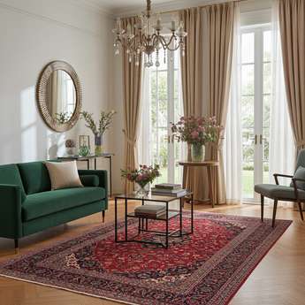 Orientmattor Kashan 59573 classic carpet with intricate patterns in rich colors, displayed on a neutral background.