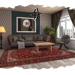 Orientmattor Kashan 61679 classic carpet with intricate patterns in warm tones, detailed close-up of traditional Persian design.