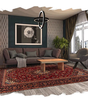 Orientmattor Kashan 61679 classic carpet with intricate patterns in warm tones, detailed close-up of traditional Persian design.