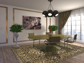 Orientmattor Kashan 61766 classic carpet with intricate design, beige and brown tones, woven texture, traditional Persian style.
