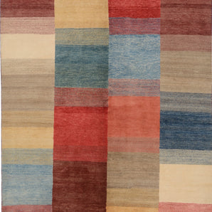 Orientmattor Gabbeh 65015 design carpet with intricate traditional patterns and warm earthy tones, close-up view of woven texture.