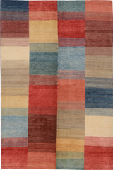 Orientmattor Gabbeh 65015 design carpet with intricate traditional patterns and warm earthy tones, close-up view of woven texture.
