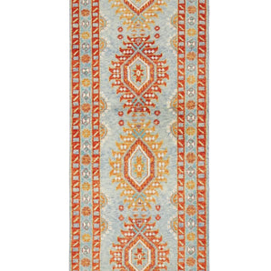 Handknuten Abshar Oriental Gabbeh rug, 222 x 76 cm, with intricate patterns and warm colors, by Orientmattor.