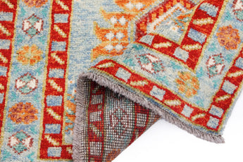 Handknuten Gabbeh matta by Orientmattor, Abshar Oriental design, 222 x 76 cm, detailed woven pattern in warm earthy tones.