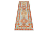 Handwoven Gabbeh rug by Orientmattor, Abshar Oriental design, 222 x 76 cm with intricate patterns and warm tones.