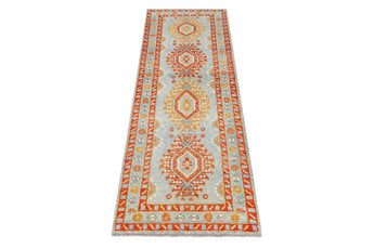 Handwoven Gabbeh rug by Orientmattor, Abshar Oriental design, 222 x 76 cm with intricate patterns and warm tones.