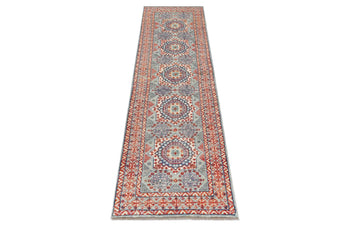 Handknuten Gabbeh Matta Abshar Oriental 290x80 cm with intricate geometric patterns, crafted by Orientmattor.