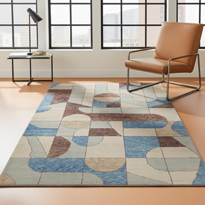 Handwoven Abshar Oriental Gabbeh rug by Orientmattor, 294 x 198 cm, featuring traditional geometric patterns and rich earthy tones.