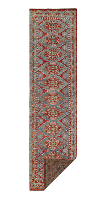 Handknuten Gabbeh matta from Orientmattor, Abshar Oriental design, 303 x 79 cm with intricate patterns and rich colors.