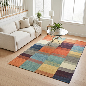 Handknuten Gabbeh Oriental rug from Orientmattor, 174x113 cm, featuring intricate geometric patterns and warm earthy tones.