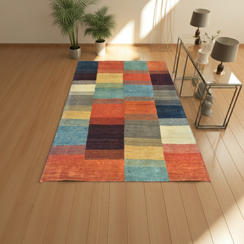 Handknuten Gabbeh Oriental rug by Orientmattor, 174x113 cm, featuring traditional geometric patterns and rich earthy tones.