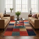Handknuten Gabbeh Oriental rug by Orientmattor, 174x117 cm, featuring traditional geometric patterns and rich earthy tones.