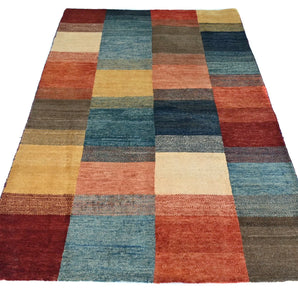 Orientmattor Gabbeh handknuten matta, 177x109 cm, with traditional oriental geometric patterns and vibrant colors.