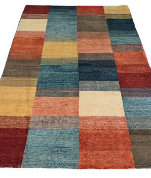 Orientmattor Gabbeh handknuten matta, 177x109 cm, with traditional oriental geometric patterns and vibrant colors.
