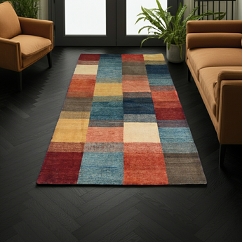 Handknuten Gabbeh Oriental rug from Orientmattor, 177x109 cm with intricate geometric patterns and rich earthy tones.