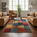 Handknuten Gabbeh oriental rug by Orientmattor, 177 x 109 cm, featuring traditional geometric patterns and rich earthy colors.