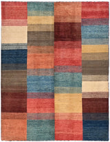 Handwoven Gabbeh Oriental rug by Orientmattor, 193 x 148 cm with intricate patterns and warm earthy tones.