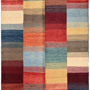 Handwoven Gabbeh rug from Orientmattor, 229x168 cm, featuring traditional oriental patterns and rich earthy colors.