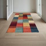 Orientmattor Gabbeh handknuten matta, oriental design, 229 x 168 cm, featuring intricate patterns and rich earthy tones.