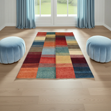 Handwoven Gabbeh Oriental rug by Orientmattor, 229x168 cm with intricate traditional patterns and rich, warm colors.