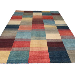 Orientmattor Gabbeh handwoven rug, 290x200 cm, with traditional Oriental design and vibrant colors in detailed close-up image.