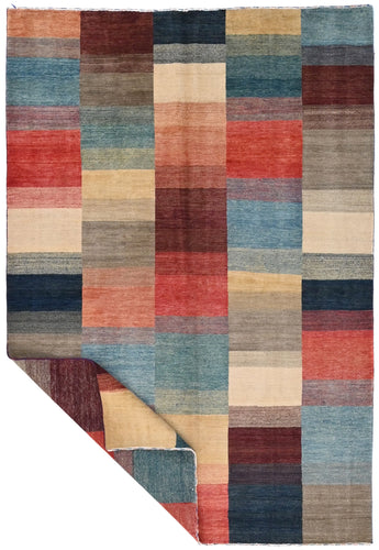 Orientmattor Gabbeh handwoven oriental rug, 290x200 cm, featuring traditional geometric patterns and rich earthy tones.
