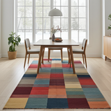 Handwoven Gabbeh Oriental rug by Orientmattor, 290x200 cm, featuring traditional geometric patterns and rich earthy tones.