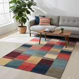 Orientmattor Gabbeh oriental handknuten matta, 290 x 200 cm, detailed geometric patterns on soft, woven surface.