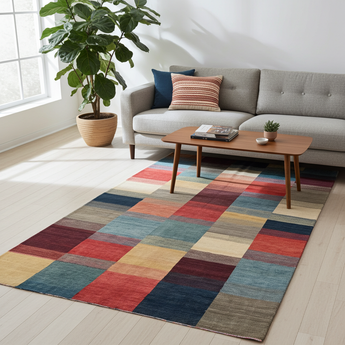 Orientmattor Gabbeh oriental handknuten matta, 290 x 200 cm, detailed geometric patterns on soft, woven surface.