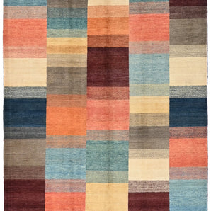 Hand-knotted Orientmattor Gabbeh rug, 296x194 cm, featuring traditional oriental design with warm earthy tones.