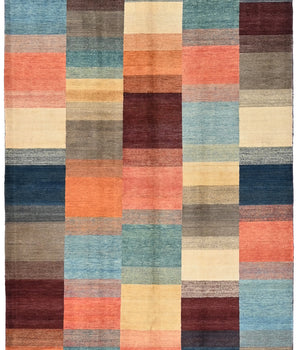 Hand-knotted Orientmattor Gabbeh rug, 296x194 cm, featuring traditional oriental design with warm earthy tones.