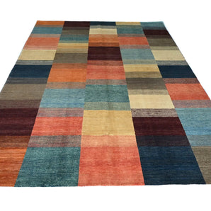 Handknuten Gabbeh Oriental rug by Orientmattor, 296 x 194 cm, featuring traditional geometric patterns and rich earthy tones.