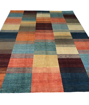 Handknuten Gabbeh Oriental rug by Orientmattor, 296 x 194 cm, featuring traditional geometric patterns and rich earthy tones.