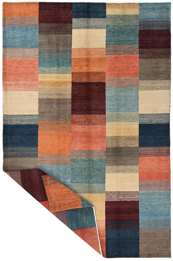 Handwoven Gabbeh Oriental rug by Orientmattor, 296 x 194 cm, showcasing intricate patterns and rich colors.