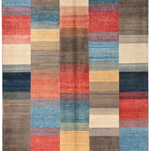 Handknuten Gabbeh Oriental rug by Orientmattor, 296 x 202 cm, featuring traditional geometric patterns and rich colors.