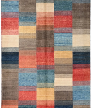 Handknuten Gabbeh Oriental rug by Orientmattor, 296 x 202 cm, featuring traditional geometric patterns and rich colors.