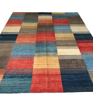 Handknuten Gabbeh Oriental rug by Orientmattor, 296x202 cm with intricate patterns and warm earthy tones.