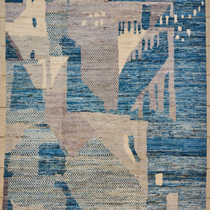 Handwoven Gabbeh Moracco No.65987 rug by Orientmattor, featuring intricate geometric patterns and rich earthy tones.