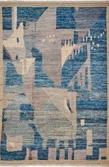 Handwoven Gabbeh Moracco No.65987 rug by Orientmattor, featuring intricate geometric patterns and rich earthy tones.