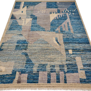 Handknuten Moracco Gabbeh rug with intricate geometric patterns, crafted by Orientmattor in natural wool tones.