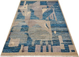 Handknuten Moracco Gabbeh rug with intricate geometric patterns, crafted by Orientmattor in natural wool tones.