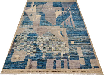 Handknuten Moracco Gabbeh rug with intricate geometric patterns, crafted by Orientmattor in natural wool tones.