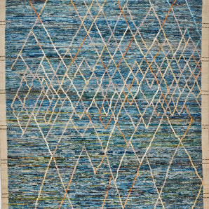 Handwoven Gabbeh Moracco No.65989 rug from Orientmattor featuring traditional patterns and rich colors, close-up of the textured surface.