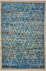 Handwoven Gabbeh Moracco No.65989 rug from Orientmattor featuring traditional patterns and rich colors, close-up of the textured surface.