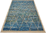 Handwoven Gabbeh rug Moracco No.65989 by Orientmattor, showcasing intricate patterns and warm colors in a close-up shot.