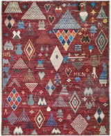 Handwoven Moroccan Gabbeh rug by Orientmattor, 283x203 cm with traditional Oriental patterns, detailed fibers and rich colors.