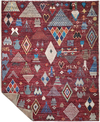 Handknuten Moracco Oriental Gabbeh rug by Orientmattor, 283 x 203 cm, detailed geometric pattern and rich colors.